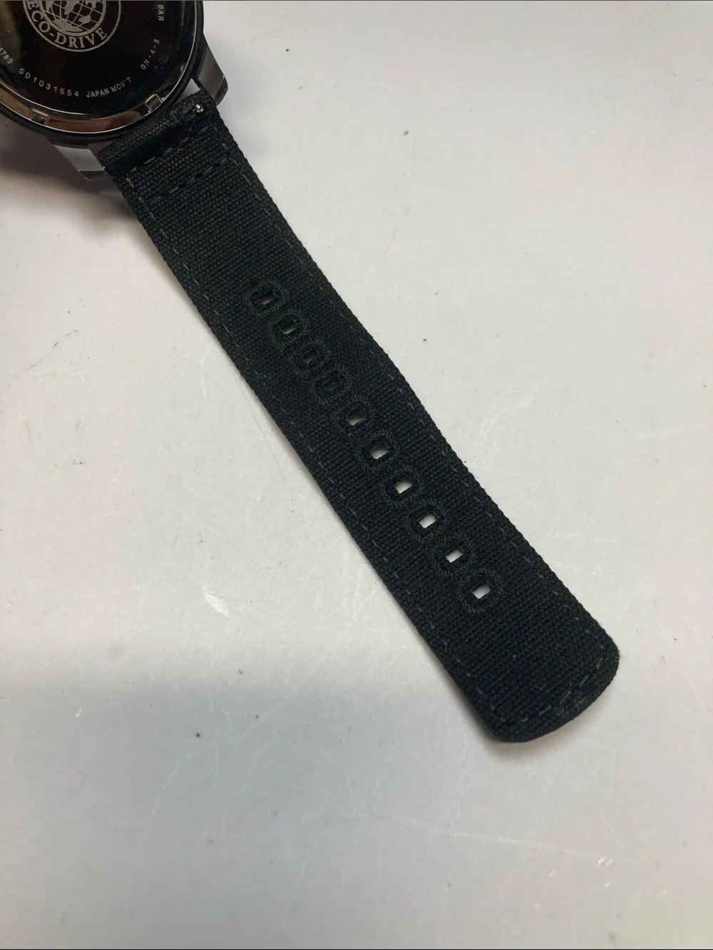 Citizen E101-S064783, eco drive, Blacked out Dial, Black Barton Canvas Strap